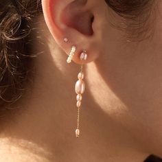 Pink Pearl Palazzo Earrings (pair) | Catbird Elegant Yellow Gold Jewelry With Dangling Beads, Elegant Rose Gold Earrings With Dangling Beads, Diamond Signet Ring, Pearl And Diamond Necklace, Detailed Ring, Locket Charms, Pearl Gemstone, Pink Pearl, Engagement Ring Wedding Band