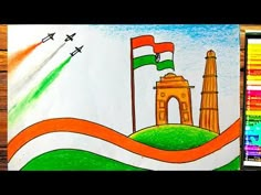 India Flag Drawing For Kids, Drawing For Independence Day India, Republic Day Drawing For Kids Easy, Flag Drawing For Kids, Republic Day Drawing For Kids, Republic Day India Drawing, Independent Day Drawing, India Flag Drawing