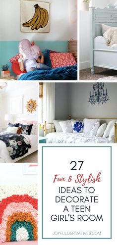 These 27 ideas will help make any teen girl's room welcoming and relaxing. If you need some inspiration for creating a functional teen room, these ideas are creative, budget-friendly and resourceful. Bedroom With Books, Small Room Solutions, Kids Playrooms, Teen Hangout, Organization Hacks Bedroom, Colorful Bedroom Decor, Teen Rooms, Art Display Kids