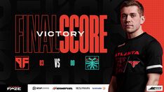 a man standing in front of a red and black background with the words final score on it