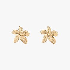 Beautifully hand-carved flowers made with 14K gold. Add some warmth and whimsy to your looks with these light-weight statement studs. Available in silver and gold. MATERIALS 14K Gold plating Stainless Steel 100% Handmade with care 100% Nickel Free SIZE Length: 19.5mm Gold Flower Earrings, Nature-inspired, Nature-inspired Gold Flower Earrings, Nature-inspired Gold Flower Earrings With Charm, Nature-inspired Gold Earrings With Flower Charm, Gold Nature-inspired Earrings With Flower Charm, Dainty Gold Earrings With 3d Flowers, Nature-inspired Gold Flower Shaped Earrings, Gold Jewelry With 3d Petal Flowers, Gold 3d Flower Earrings For Formal Occasions