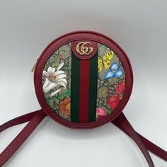 Gucci Ophidia Supreme GG Canvas Floral Round Backpack with Red Trim w/Box 598661 | eBay Gucci Ophidia, Bags Gucci, Back Bag, Gucci Bags, Gucci Bag, Backpack Bags, Louis Vuitton Bag, Black And Brown, Bag Lady