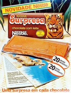 an ad for nestle chocolate with a tiger on the front and in the back