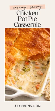 chicken pot pie casserole with text overlay