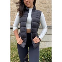 Our new Rokka&Rolla Women's Puffer Vest is a must for your daily lifestyle. Featuring an elegant, quilted pattern stitched around this sleeveless vest. This puffer vest is water-resistant with a stand-up collar to protect your neck from the wind and remain dry. Lightweight and easy to throw on for activities. Soft shell gives it a plus in this fabulous looking shaped vest. Black Fitted Quilted Outerwear, Fitted Black Quilted Outerwear, Casual Black Quilted Outerwear, Fitted Black Outerwear For Everyday Use, Versatile Fitted Black Outerwear, Womens Puffer Vest, Quilted Puffer Vest, Shipt Shopper, Quilted Pattern