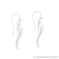 The featured earrings are cast in .925 sterling silver and showcase hollow Italian horn charms finished with hook posts for an easy fit. Your purchase include a 30-Day Exchange or Money-Back Guarantee & Free US Shipping. Please email us for more information regarding this listing. Size: one size.  Gender: unisex.  Age Group: adult. Italian Horn, Silver Jewelry Earrings, Luck Charm, Fish Hook Earrings, Luck Charms, Fish Hook, Evil Eye, Horn, Silver Earrings