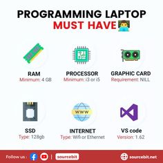 an advertisement for programming laptops with different types of logos and symbols on the front