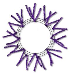 a circular frame with purple spiky branches in the center