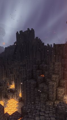 an image of a sci - fi city with lots of blocks in the air and glowing yellow