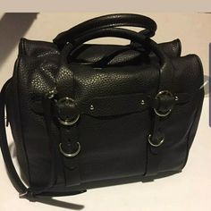 Nine West Nwt $89 Black Satchel Crossbody Hand Bag Hazel Faux Leather With Sil. Condition Is New With Tags. Shipped With Usps Priority Mail. Crossover Purse, Convertible Purse, Studded Purse, Nine West Bags, Black Satchel, Black Leather Satchel, Leather Satchel Bag, Crossbody Wallet, Satchel Purse