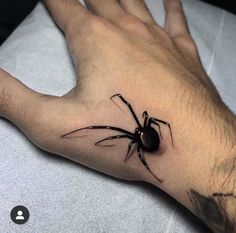 a hand with a black spider tattoo on it