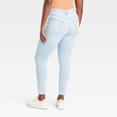 Women's High-Rise Skinny Jeans - Universal Thread™ Light Blue 8 Short Spring Slim Fit Bottoms With 5-inch Inseam, Slim Fit Bottoms With 5-inch Inseam For Spring, Fitted High Rise Light Wash Jeggings, High Waist Fitted Jeggings For Spring, Spring Solid Mid-rise Jeggings, Fitted High Waist Jeggings For Spring, Light Wash Slim Fit Bottoms For Spring, Spring Light Wash Slim Fit Bottoms, Non-stretch High Rise Jeggings For Spring