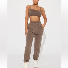 Fashion Nova Size Small Nwt Full Description In Photos Top Runs Small Trendy Cropped Pants In Solid Color, Trendy Cropped Pants, Trendy Solid Cropped Pants, Sporty High Rise Pants For Loungewear, Sporty High Rise Loungewear Pants, Sporty High Rise Lounge Pants, High Rise Cotton Pants For Loungewear, High Rise Cotton Lounge Pants, High Rise Cotton Loungewear Pants