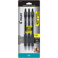 three pens are in the packaging for each one, and they have black ink on them