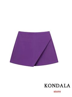 Product Details Introducing our latest fashion innovation - the Casual Mini Asymmetrical Skirt Shorts for women. Made from high-quality polyester material, these skirts are designed to provide both comfort and style. The unique asymmetrical design adds a touch of edginess to your outfit, while the high waist and wide leg silhouette create a flattering and trendy look. These skirt shorts are perfect for all seasons, making them a versatile addition to your wardrobe. The non-stretch fabric ensures a perfect fit, while the poplin fabric adds a touch of sophistication. The solid pattern adds a classic touch, making these shorts a must-have for any fashion-forward woman. Featuring back pockets and a zipper closure, these shorts are both functional and fashionable. The above knee, mini length ad Trendy Asymmetrical Fitted Skort, Trendy Short Skort In Solid Color, Trendy Summer Mini Skirt With Side Zipper, Trendy Asymmetrical Solid Bottoms, Trendy Solid Asymmetrical Bottoms, Trendy Short Solid Color Skort, Trendy Short-length Solid Color Skort, Trendy Solid Skirt With Built-in Shorts, Asymmetrical Solid Skort For Summer