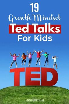 children jumping in the air with text that reads 19 growth minds ted talks for kids