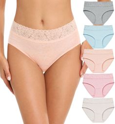 PRICES MAY VARY. * NO MUFFIN TOP LACE PANTIES - Laser cut cotton bikini panties features a high cut design , keep the maximum stretch of the panties for women .Use large spandex and wide lace waistband for more stretchy and skin-friendly , No muffin top,No ride up,No roll down * HEALTHY , BREATHABLE & NO COLOR FADING BIKINI UNDERWEAR FOR WOMEN - The combination of combed cotton and spandex makes the lace hiphugger panties very soft. Eco-friendly cotton will not fade and will prevent itching and Lounge Lingerie, Muffin Top, Cut Design, Cotton Lace, Lace Tops, Briefs, Lounge Wear, Lace, Clothes For Women