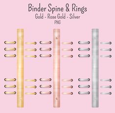 the binder spin and rings are gold - rose gold - silver pins