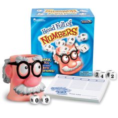 the head full of numbers game is next to it's box and its contents