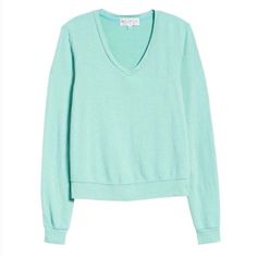 New Wildfox Baggy V-Neck Top In Orion Color (Blue-Green) Size - Medium Long Sleeves V-Neck Rayon, Polyester, Spandex Smoke Free And Pet Free Thanks For Stopping By Medium Long, V Neck Tops, Polyester Spandex, Blue Green, Color Blue, Sweaters For Women, Blue Color, Long Sleeves, Spandex