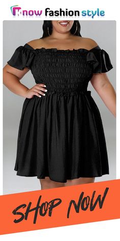 Black Casual Sweet Solid Patchwork Fold Off the Shoulder A Line Plus Size Dresses Plus Size Pants, Plus Size Fashion For Women, Curvy Outfits, Plus Dresses, Plus Size Dress, Black Casual, Curvy Fashion, Wholesale Fashion, Light Purple