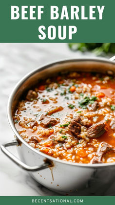 Beef Barley Soup - Slow-cooked to perfection, this Beef Barley Soup is packed with flavor and nutrients! An essential Beef Soup recipe for the season, it’s also one of the best Easy Slow Cooker Recipes to try. Save this pin for a cozy Crockpot Soup your whole family will enjoy.