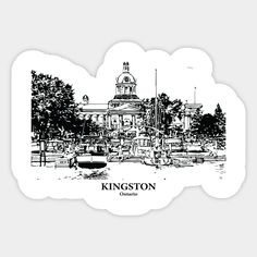 a black and white drawing of kingston, ontario