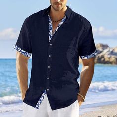 Season:Summer; Fabric:Cotton And Linen; Sleeve Length:Short Sleeve; Look After Me:Wet and Dry Cleaning,Washable; Gender:Men's; Style:Comfortable,Fashion; Tops Type:Summer Shirt,Beach Shirt,Linen Shirt,Shirt; Occasion:Vacation,Hawaiian,Streetwear,Casual,Daily,Holiday; Pattern:Color Block,Floral; Neckline:Lapel; Listing Date:05/30/2023; Bust:; Length:; Shoulder Width:; Sleeve: Floral Lapel, Tuxedo Shirt Men, Womens Basic Tops, Mens Outdoor Jackets, Mens Shirts Online, Shirt Linen, Style Comfortable, Trench Coat Men, Linen Shirt Men