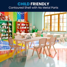 Amplify any classroom or playroom with the functionality and convenience of the Flash Furniture Emmy Adjustable Activity Table Set. This versatile plastic activity table and chairs set offers endless possibilities in your home or classroom and is great for learning, playing, arts and crafts, meal time, homework, and much more. Featuring sturdy adjustable legs, the classroom table gives you the flexibility to raise or lower its height to accommodate kids and toddlers ages 2-6. The stackable shell Kids Dining Table, Classroom Table, Kids Play Table, Classroom Tables, Classroom Furniture, Play Table, Activity Table, Shell Chair, Toddler Age