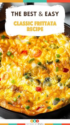 the best and easy classic frittata recipe in a cast iron skillet with text overlay