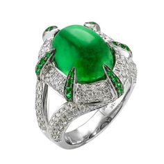 8.17 ct Cabacon Green Tourmaline Juleve Ring Green Tourmaline Ring, Expensive Jewelry Luxury, Kay Jewelry, Hot Jewelry, Jewels Rings, Expensive Jewelry, Exclusive Jewelry, Tourmaline Ring, Emerald Stone