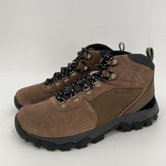 Columbia Men's Newton Ridge Plus Hiking Shoes - New In Box Color: Dark Brown/Dark Grey Size: 8.5 Style #: Bm2812-204 Retail: $100 Brown Waterproof Mid-top Hiking Boots, Brown Low-top Waterproof Boots, Brown Mid-top Hiking Boots For Outdoor Activities, Brown Steel Toe Waterproof Boots For Sports, Brown Low-top Waterproof Hiking Boots, Brown Round Toe Hiking Boots For Sports, Low-top Brown Waterproof Boots For Sports, Brown Low-top Work Boots For Hiking, Brown Weatherproof Lace-up Walking Shoes