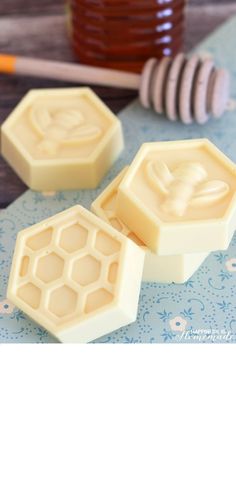 two honey soaps with the words 10 - minute milk and honey natural soap on top