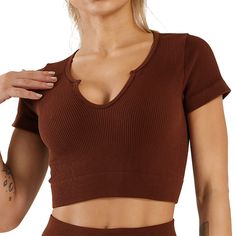 Coffee Seamless Short Sleeve Sports Crop Top Sports Crop Top, Sports Crop Tops, Crop Top, Yoga, Crop Tops, Coffee, Sports