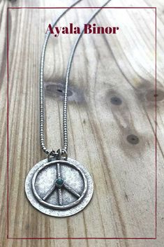 Sterling silver Peace Sign Necklace, Peace sign Jewelry, Long Peace Necklace, Unisex Peace Necklace #AyalaBinor #Necklace #Peace Symbolic Adjustable Necklace With Oxidized Finish, Symbolic Necklace With Oxidized Finish And Adjustable Fit, Symbolic Necklace With Oxidized Finish, Symbolic Medallion Necklace With Oxidized Finish, Hippie Silver Necklace Nickel Free, Hippie Style Silver Necklace Nickel Free, Hippie Silver Nickel-free Necklace, Hippie Nickel-free Silver Necklace, Symbolic Oxidized Round Pendant Necklace