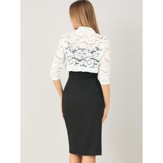 The ruffle collar, sheer floral lace fabric, and crop length give a unique, elegant touch. This cardigan shrug is perfect for layering over your favorite dresses or tops. It adds the right amount of coverage without taking away from the overall style of your outfit. If you're looking for a versatile and stylish piece to add to your wardrobe, the Women's Elegant Ruffle Collar Crop Cardigan Sheer Floral Lace Shrug Top is the perfect choice. It's a timeless piece that you can wear season after seas Crop Shrug, Shrug Top, Cardigan Shrug, Cropped Shrug, Lace Shrug, Floral Lace Fabric, Lace Bolero, Crop Cardigan, Lace Cuffs