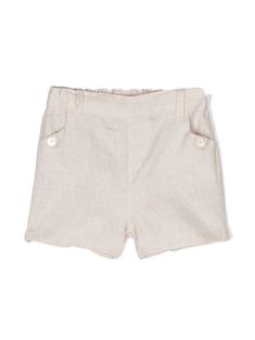 Beige Linen Bottoms With Built-in Shorts, Neutral Linen Shorts, Neutral Linen Shorts For Summer, Summer Neutral Linen Shorts, Neutral Linen Shorts With Pockets, Spring Beige Linen Shorts, Summer Linen Bottoms In Neutral Color, Beige Linen Bottoms With Elastic Waistband, Summer Linen Cream Bottoms