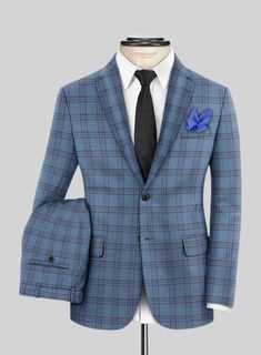 Add a hint of style to your look with our Reda Dusk Blue Checks Wool Suit. Crafted from pure wool, this suit boasts a sleek and effortlessly sophisticated design. The windowpane checkered pattern, created with brown threads on a dusk blue cloth, is perfect for amping up your fashion game to the next level. Wear this suit for any celebration or major event to showcase your refined and stylish appeal.  Look Includes    Reda     Dusk     Blue     Checks     Wool  Fabric  Two Button Jacket Style  No Grey Tweed Suit, Herringbone Tweed Jacket, White Linen Suit, Green Velvet Jacket, Peaky Blinders Suit, Royal Blue Suit, Dusk Blue, Blue Chinos, Herringbone Tweed