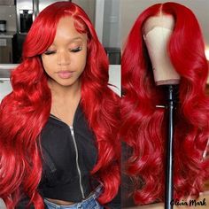 Olivia Mark - Luxurious Red Hairline Lace Front Human Hair Wig Straight Hair Highlights, Straight Weave Hairstyles, Lace Front Human Hair Wigs, 100 Human Hair Wigs, Red Wigs, Curly Hair Women, Colored Wigs, Lace Front Human Hair, Hair Texture