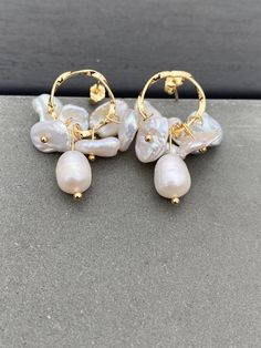 Stunning freshwater pearls hoop earrings for pierced ears. Metal is 925 silver with 24k yellow gold plate 100% hand made It is very complicated design. Each pearl need to be hand wired and attach. It comes with brand box and good for gifting It is brand new with price tag on. (tag price 1600 Danish Krone) international shipping from 20 days to 3 months to USA Most of the times, it arrived within 25 days, but sometimes it could be delayed as late as 3 months. To EU 1-2 weeks Please make sure you Gift Box Birthday, Pearl Hoop Earrings, Earrings Studs, Birthday Gift For Her, Baroque Pearls, Birthday Gifts For Her, 3 Months, Favorite Jewelry, Freshwater Pearls