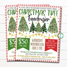 two christmas tree flyer templates with price tags