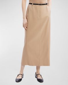 Theory Fashion, Trouser Skirt, Satin Midi Skirt, Wool Flannel, Trouser Style, Mid Length Skirts, Curator Style, Brunello Cucinelli, Flare Skirt