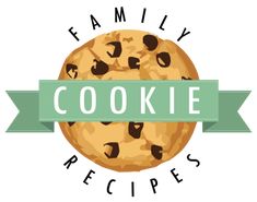 a cookie with the words family cookies on it and a green ribbon around it that says,