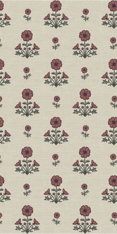 an image of a flower pattern on a wallpaper background in red and beige colors