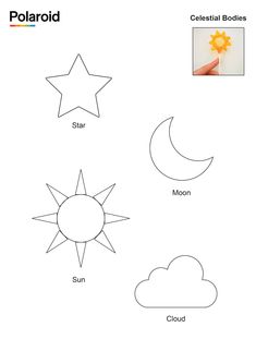 the sun, moon and cloud are labeled in this printable worksheet for kids