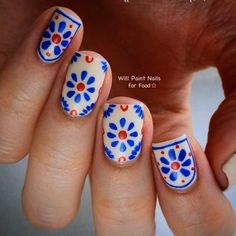 Don Julio Nails, Talavera Nails Nailart, Mexican Pottery Nails, Pottery Nails, Talavera Nails, Talavera Nail Art, Mexican Nails, Paint Nails, Talavera Pottery