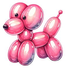 a drawing of a pink poodle balloon dog