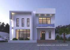 this is an artist's rendering of a two story house with balconies