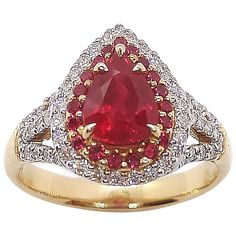 Ruby 1.27 carats with Diamond 0.36 carat and Ruby 0.16 carat Ring set in 18 Karat Rose Gold Settings Width: 1.0 cm Length: 1.4 cm Ring Size: 52 Total Weight: 4.51 grams "We first opened doors in 1980 when it was then situated in the vicinity of the Victory Monument; a small and modest storefront with a couple of counters. From its humble beginnings to where it stands today, our company has proven its abilities as a jeweler. Since the beginning, we have been supplying fine quality pieces to deale Diamond Ring Set, Ruby Diamond Rings, Diamond Ring Settings, Ruby Diamond, Pretty Rings, Vintage Jewels, Jewelry Designs, Rose Gold Ring, Ring Set