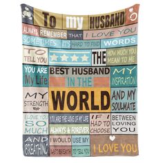 a pillow with words on it that says to my husband the best husband in the world